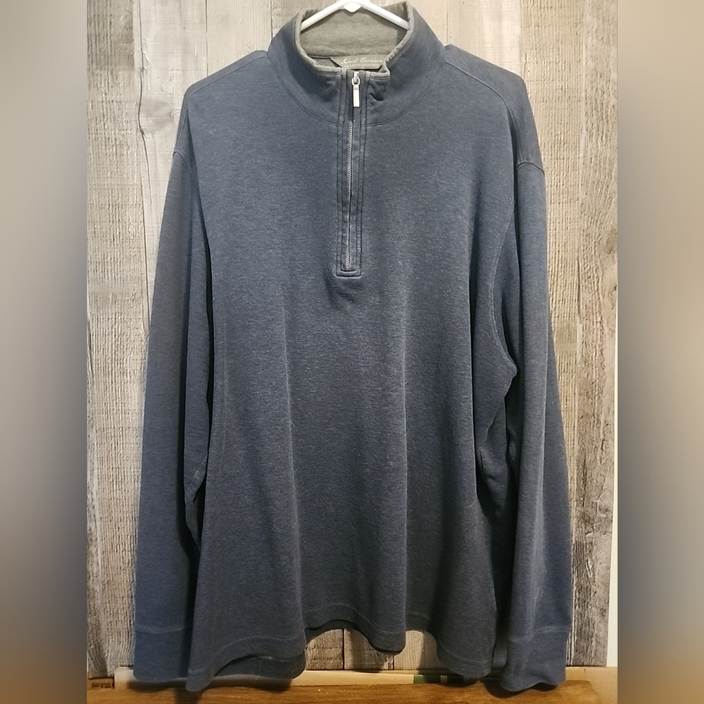 Daniel Cremieux Blue 1/4 Quarter Zip Pullover Sweater Tailored Fit Size Large